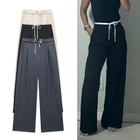 HXAO 2024 Women's Pants Baggy Wide Pants Woman Fashion Black Trousers Casual High waisted Pants Autumn Bluey Flared leggings
