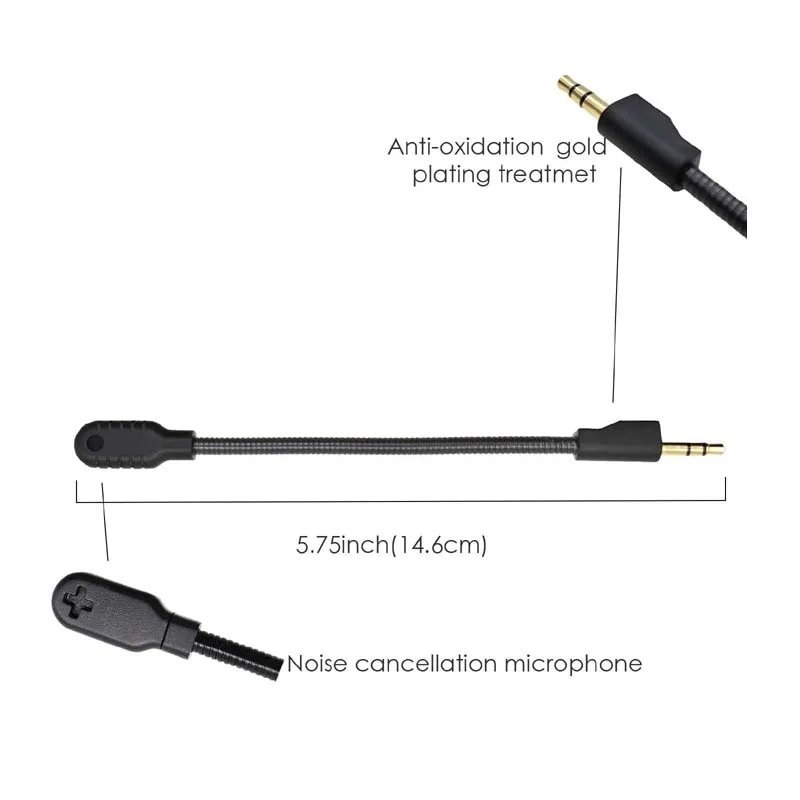 Microphone De Remplacement Détachable Pour Casque Logitech G Pro / G Pro X - Fiche 3.5mm Plaquée Or - Bras Flexible