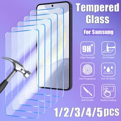1/2/3/4/5PCS Tempered Glass for Samsung S22 S23 Plus A54 A34 A14 A12 A22 A32 A53 A73 A33 A13 5G A52 A51 A72 A71 Screen Protector