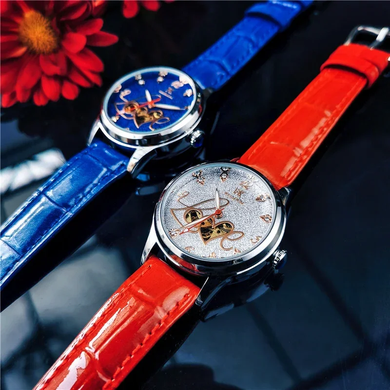 

AOKULASIC Women Business Watches Automatic Mechanical Leather Wristwatch Rhinestone Ladies Fashion Bracelet Set Gift Reloj New