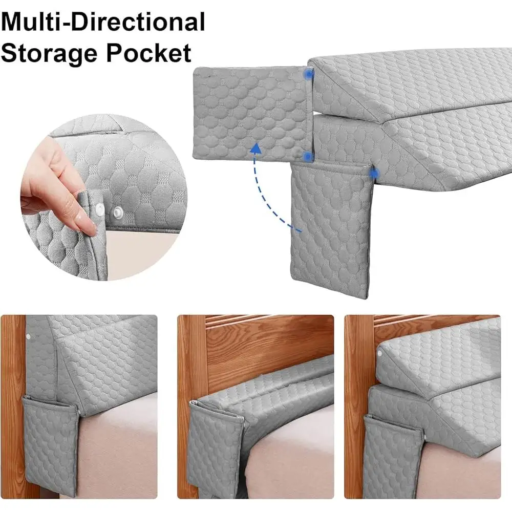 Queen Size Bed Wedge Pillow Bed Gap Filler High Density Foam Adjustable Headboard Support Cushion Removable Cover Comfort and 6