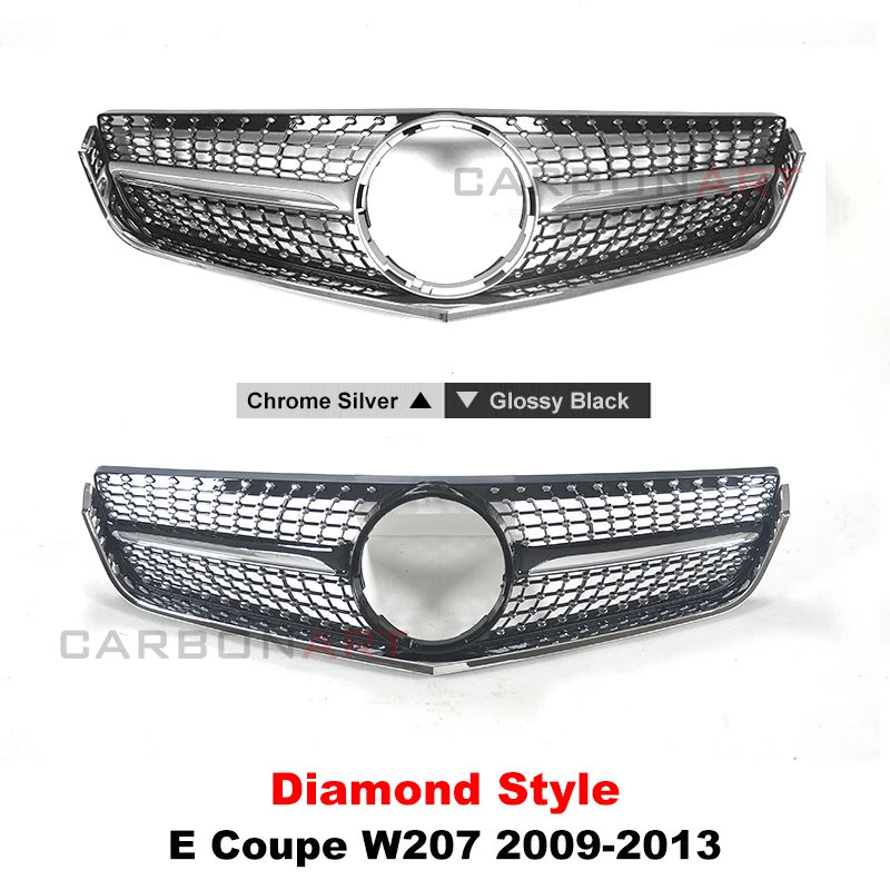 2009 2010 2014 E coupe W207 Diamond Grid Front Grille Fit for MB W207 Facelifted E coupe Replacement Silver grille for C207 car