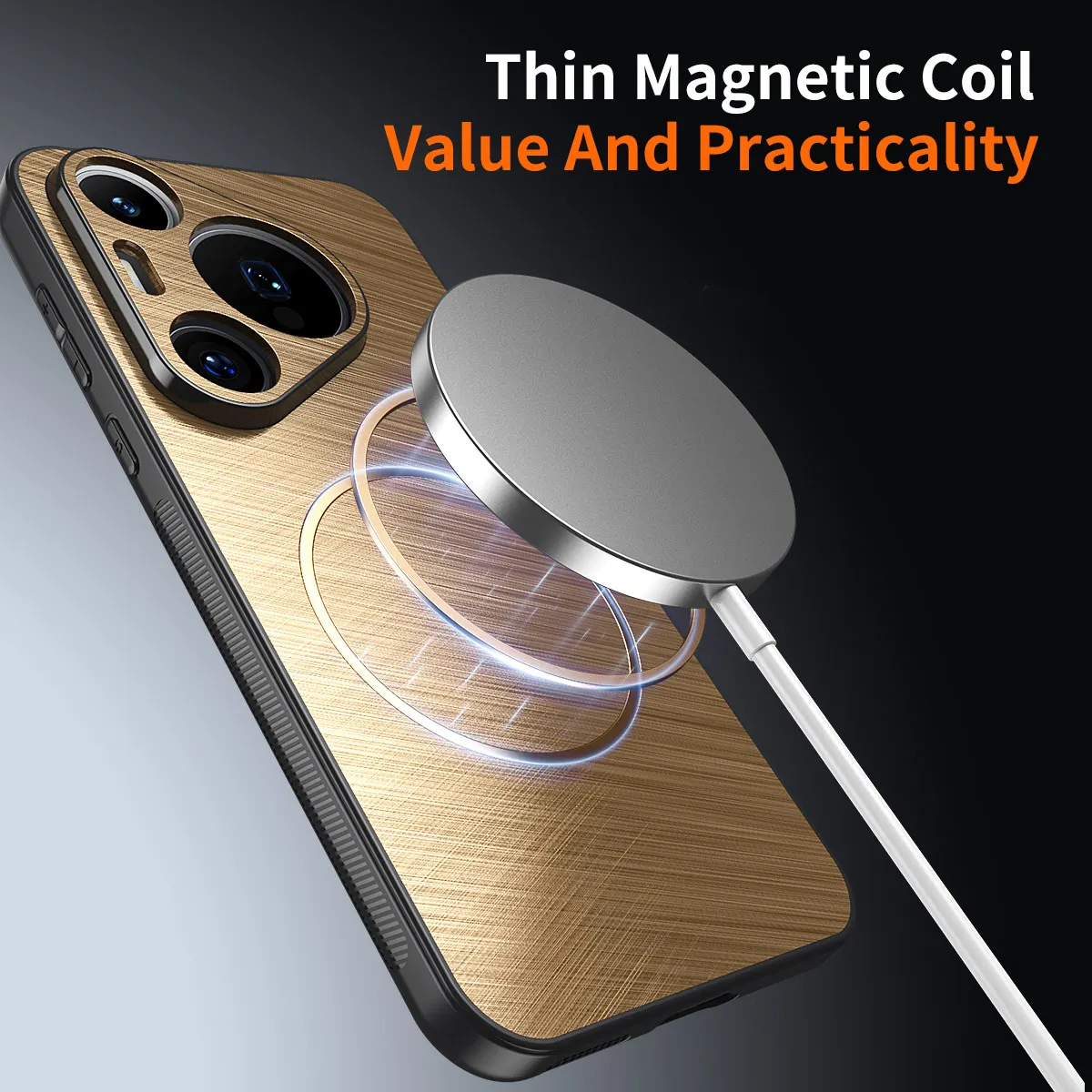 Luxury Gold Wire Textured Coil Magnetic Dropproof Phone Case