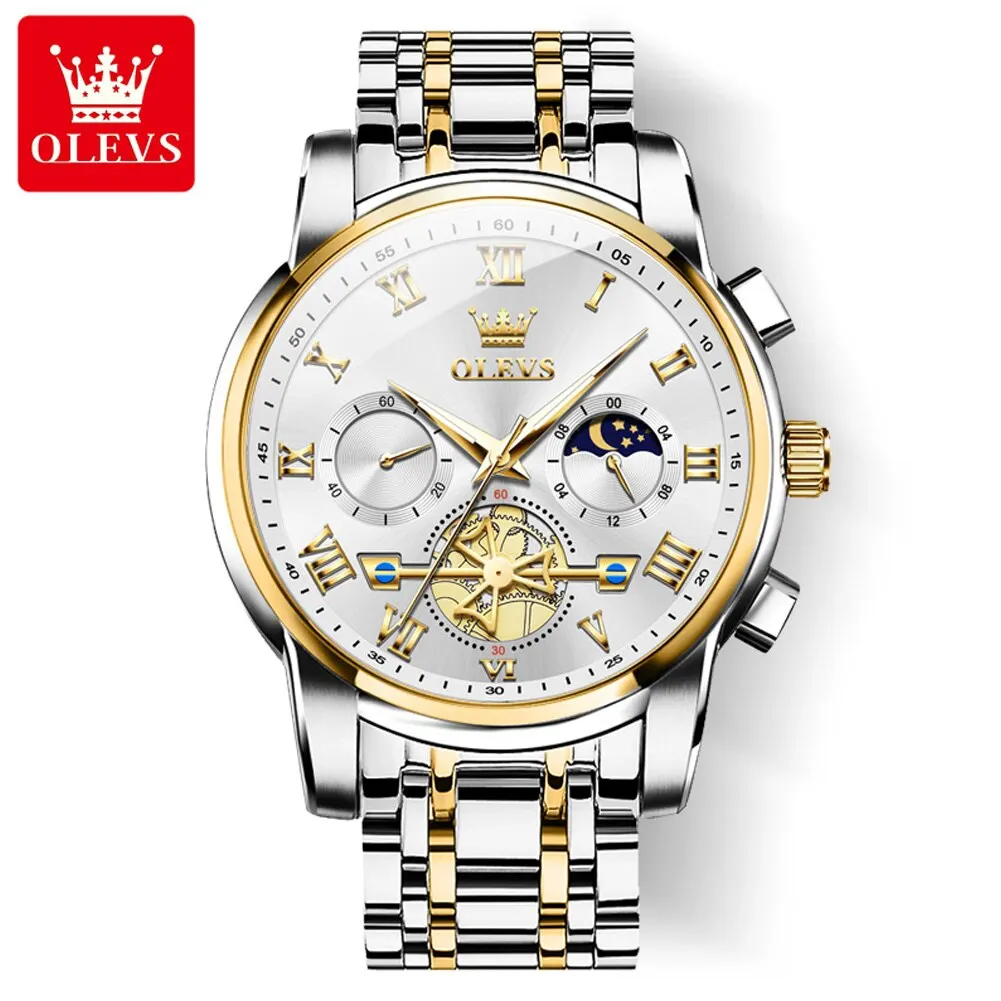 OLEVS Luxury Roman Dial Luminous Quartz Chronograph Men's Watch