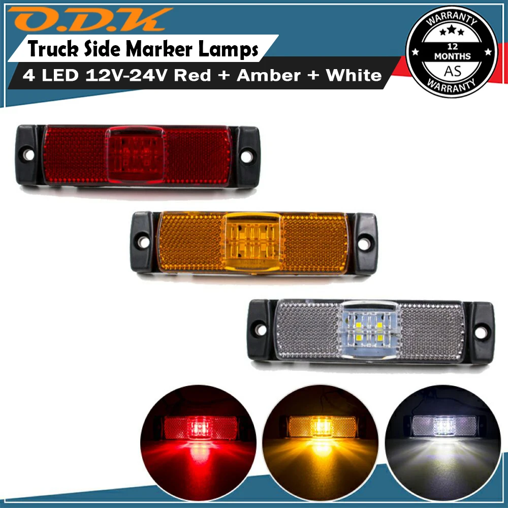 Luc De Posición Lateral Para Camión, Lámpara De Contorno, Luz Lateral De 12V Y 24V, Luz Indicadora De Señal Roja Y ámbar, Remolque, Furgoneta, Autobús, Caravana Y Barco, 2 Uds. - AliExprs
