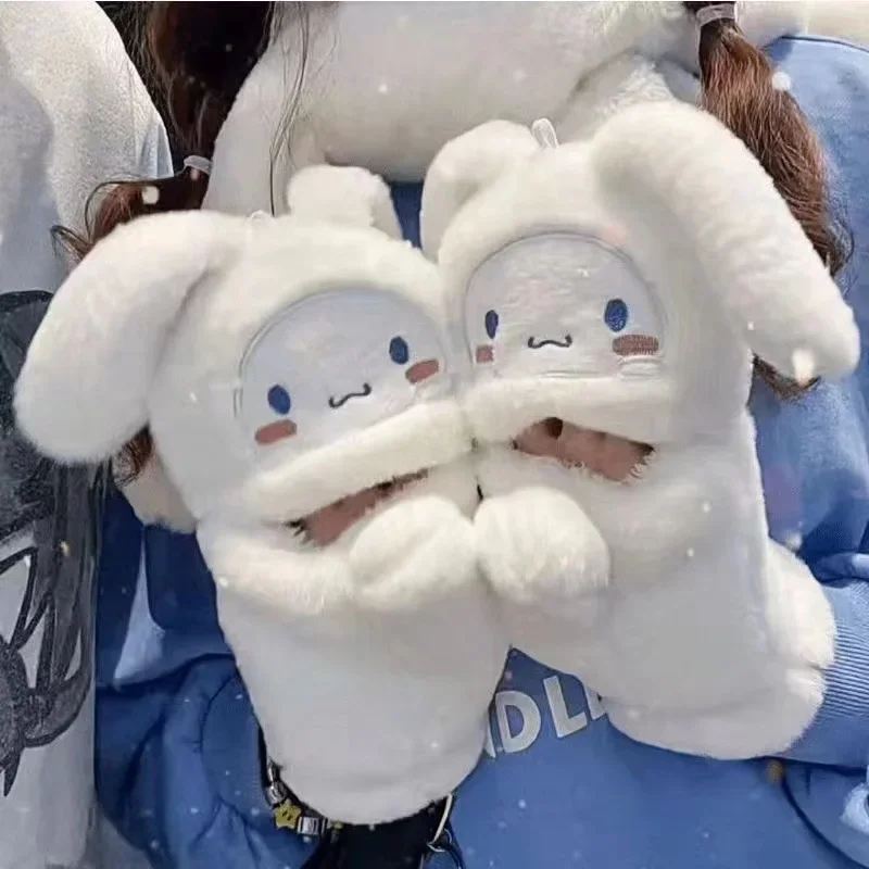 

Sanrio Kawaii Cinnamoroll Gloves Cartoon Animation Thickened Warm Plush Gloves Fall Winter Cute Girls Flip Gloves Student Gifts