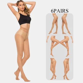 Six pack women's solid color ultra-thin skin penetrating fashion sexy silk stockings and pantyhose