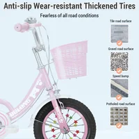 Bicyclette pour enfants de 12 à 20 pouces, avec roues d'entraînement, pour filles de 3 à 13 ans, avec panier, filet de protection 4