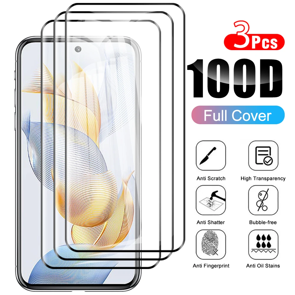 

3Pcs Tempered Glass For Honor 90 80 30 Magic5 Magic4 Pro Full glue curved screen protector honar X9b X50 X40 X9a xonor 70 60 50