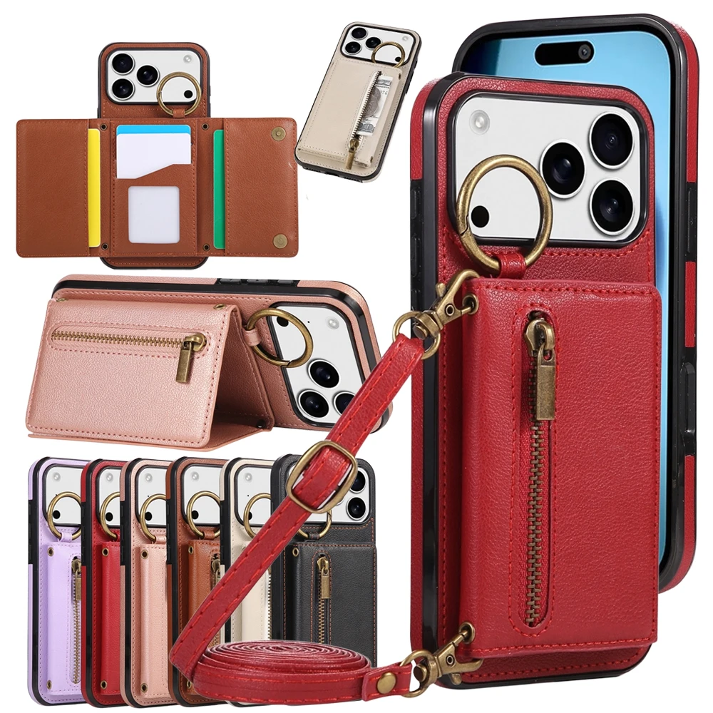 Elegant Crossbody Leather Purse with Wallet and Kickstand Functionality
