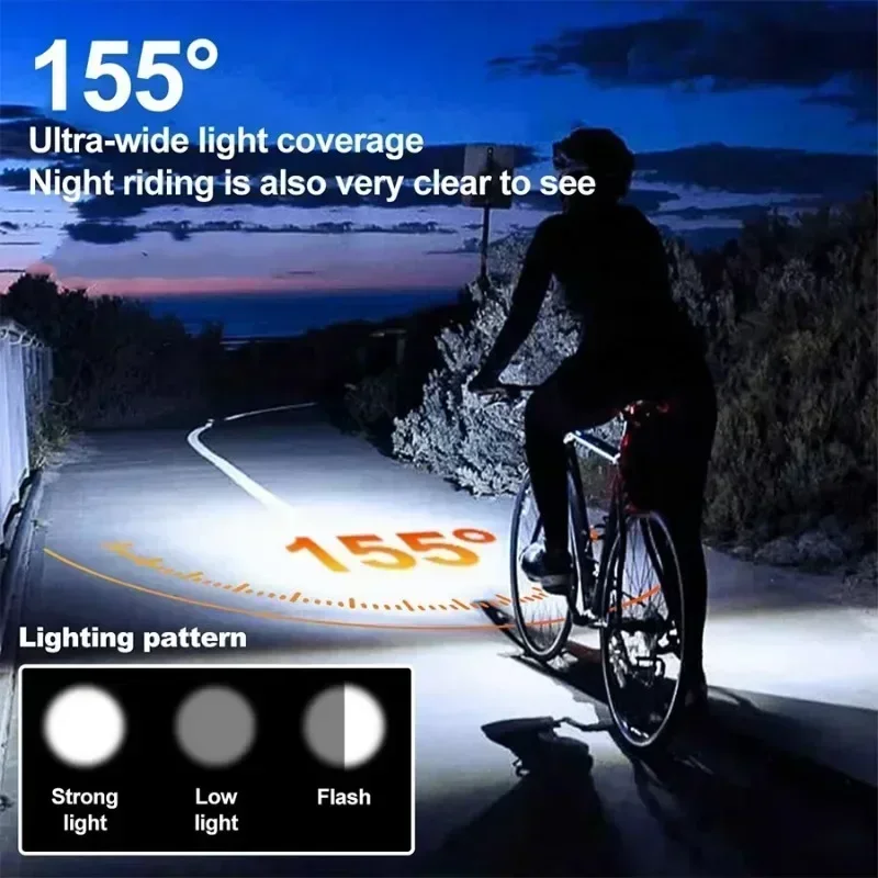 Bike Headlight Bicycle Horn Light USB Rechargeable Mountain Road Bike Front Lamp Power Solar Charging Cycling 120dB