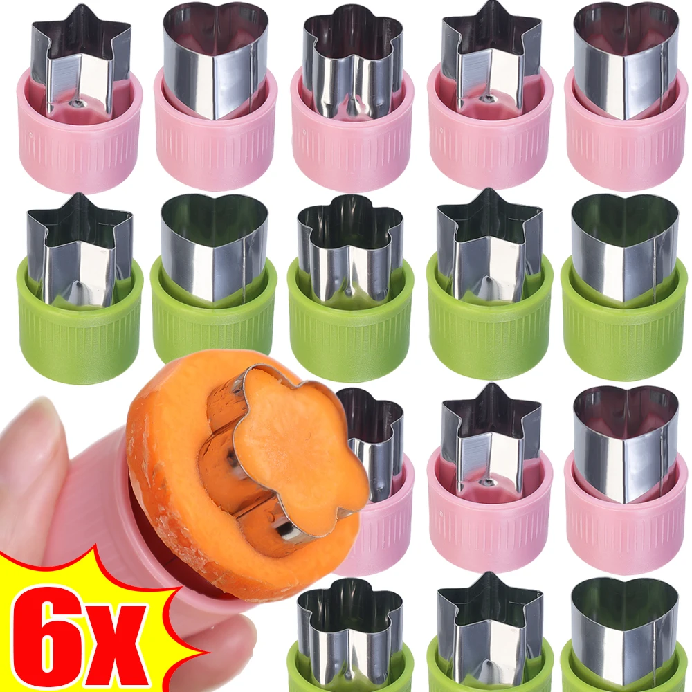 Vegetable slicer fruit slicer 6/3PCS Vegetables fruit embossing cutting mold Star heart flower shape stainless steel cutter plastic handle kitchen gadgets