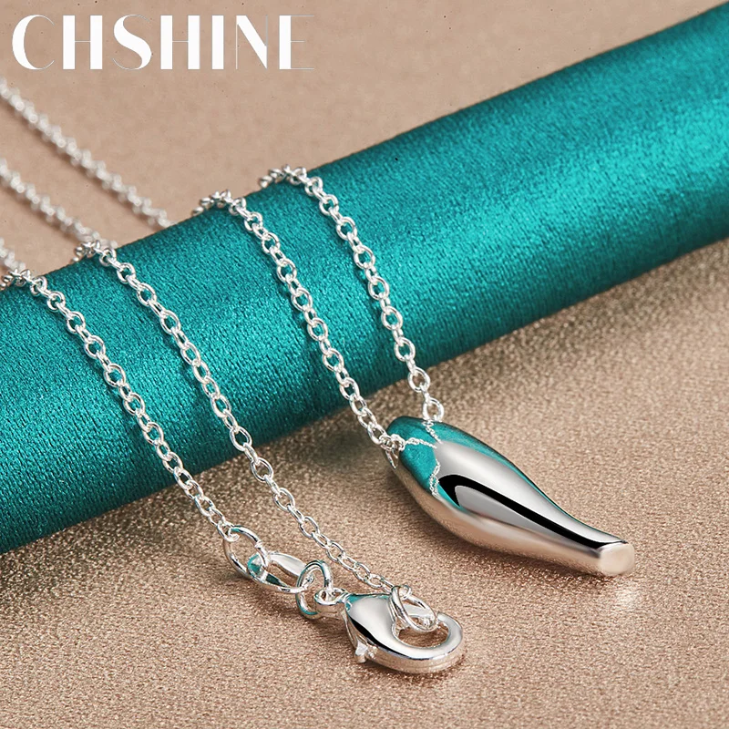

CHSHINE 925 Sterling Silver Smooth Pendant 18 Inch Necklace for Women's Wedding Engagement Fashion Charm Jewelry