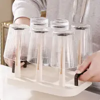 Plastic Cup Drying Rack Upside-Down Large Capacity Glass Cup Storage Rack with Handle Detachable Glass Cup Drainer Holder 2