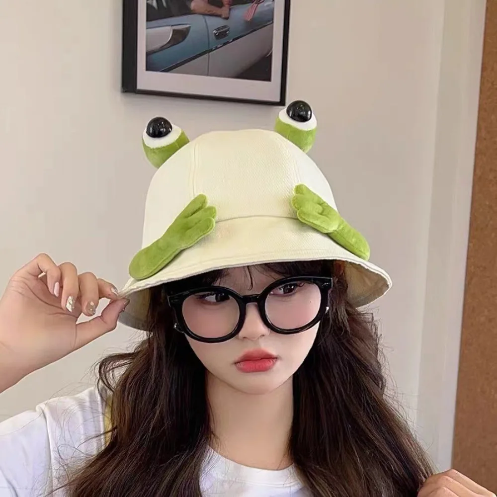 Cotton Big Eyes Frog Bucket Hats for Women and Kids
