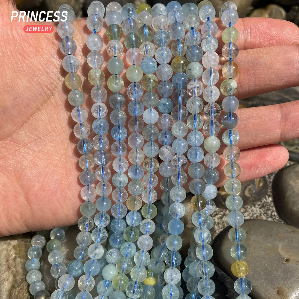 A++ Natural Aquamarine 6mm Healing Crystal Beads for Jewelry Making Bracelet DIY Accessories 5
