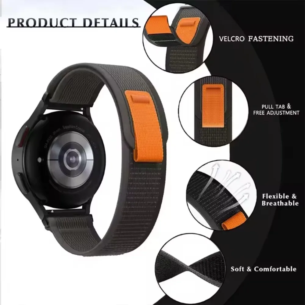 Trail Nylon Loop Strap - Adjustable & Comfortable Wristband, 20-22mm