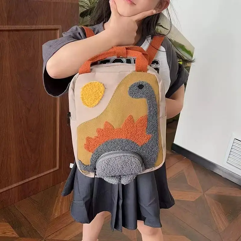 Zaino per bambini con dinosauro dei cartoni animati, carino zainetto per la scuola per neonati, bambini e bambine, zaino in tela per bambini piccoli, accessori per bambini - immagine 4