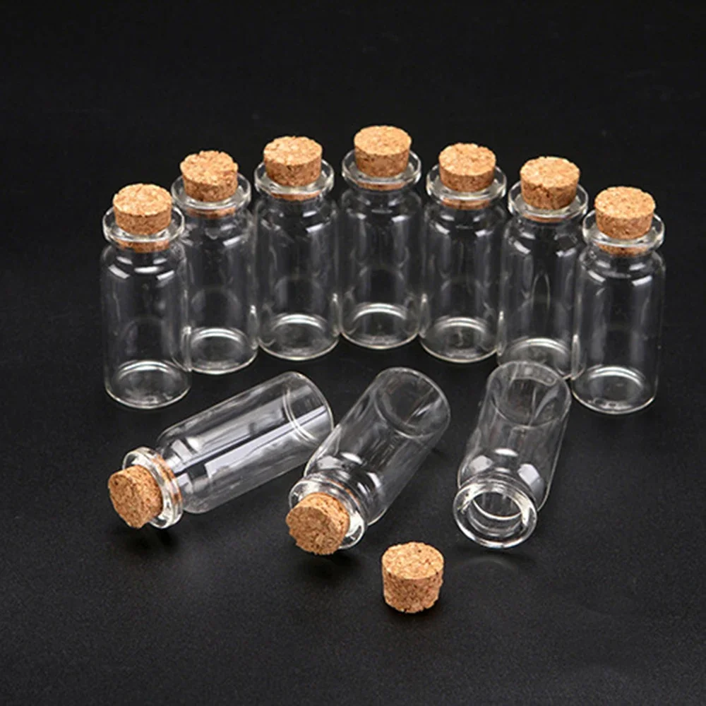 Mini glass bottles Transparent Wishing Bottles Cork Stopper Storage Bottle Creative Candy Jars DIY Container Wedding Decor 10PCS