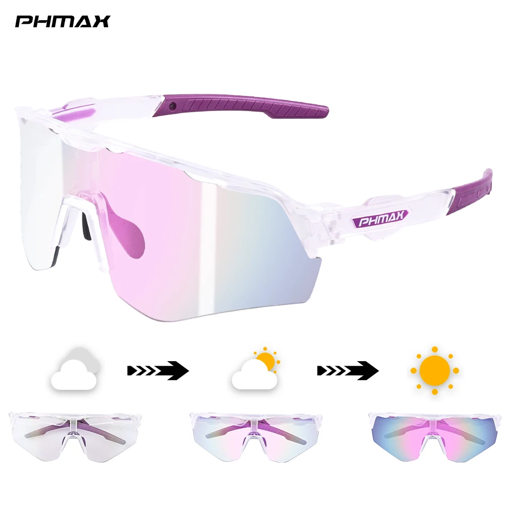 PHMAX Bisiklet Güneş Gözlüğü Bisiklet Gözlük Spor Polarize Kromatik Güneş Gözlüğü Dağ Bisikleti Yarışı Koşu Rüzgar Geçirmez Gözlük