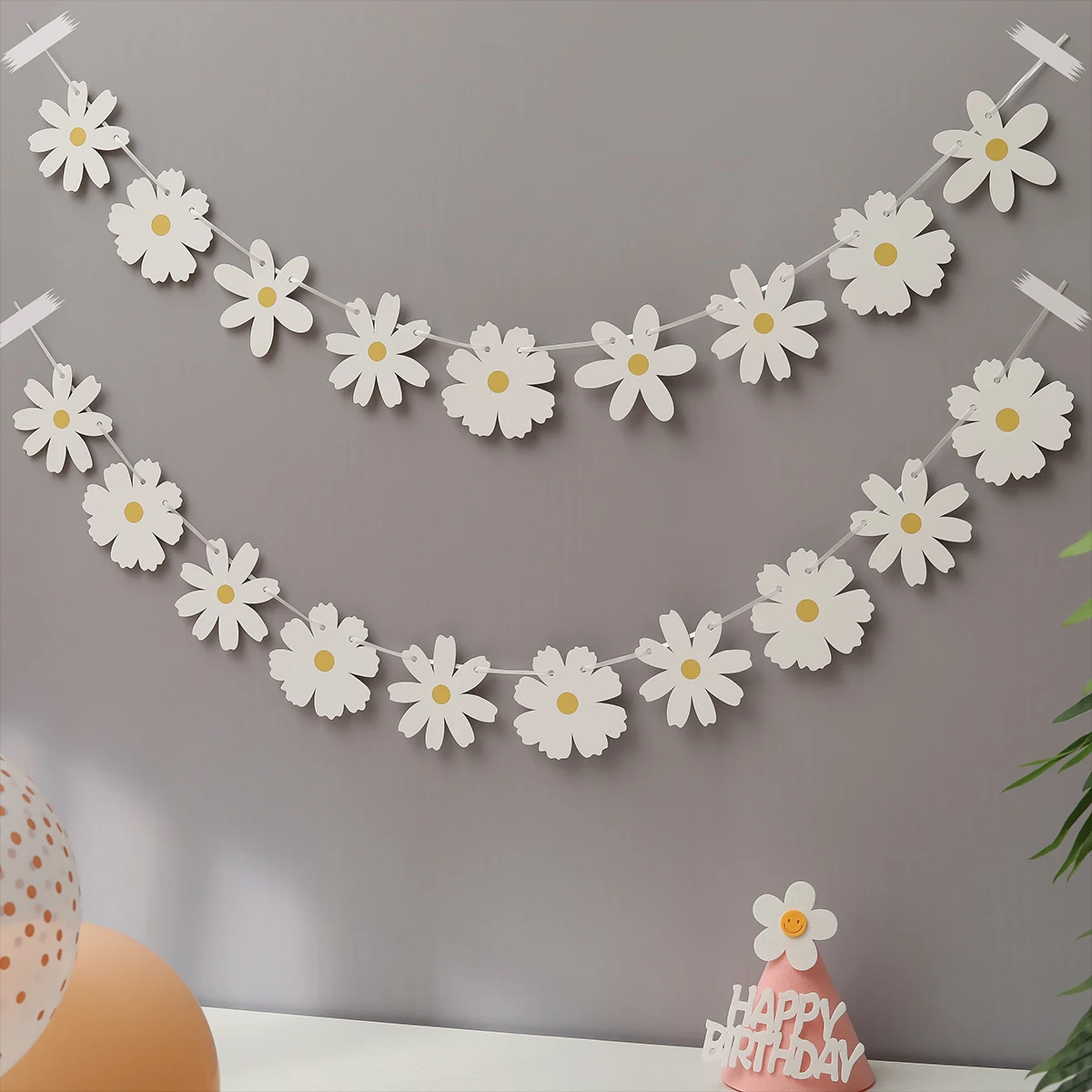 Gradient daisy flower pull flower birthday party scene decoration pull flag party decorations