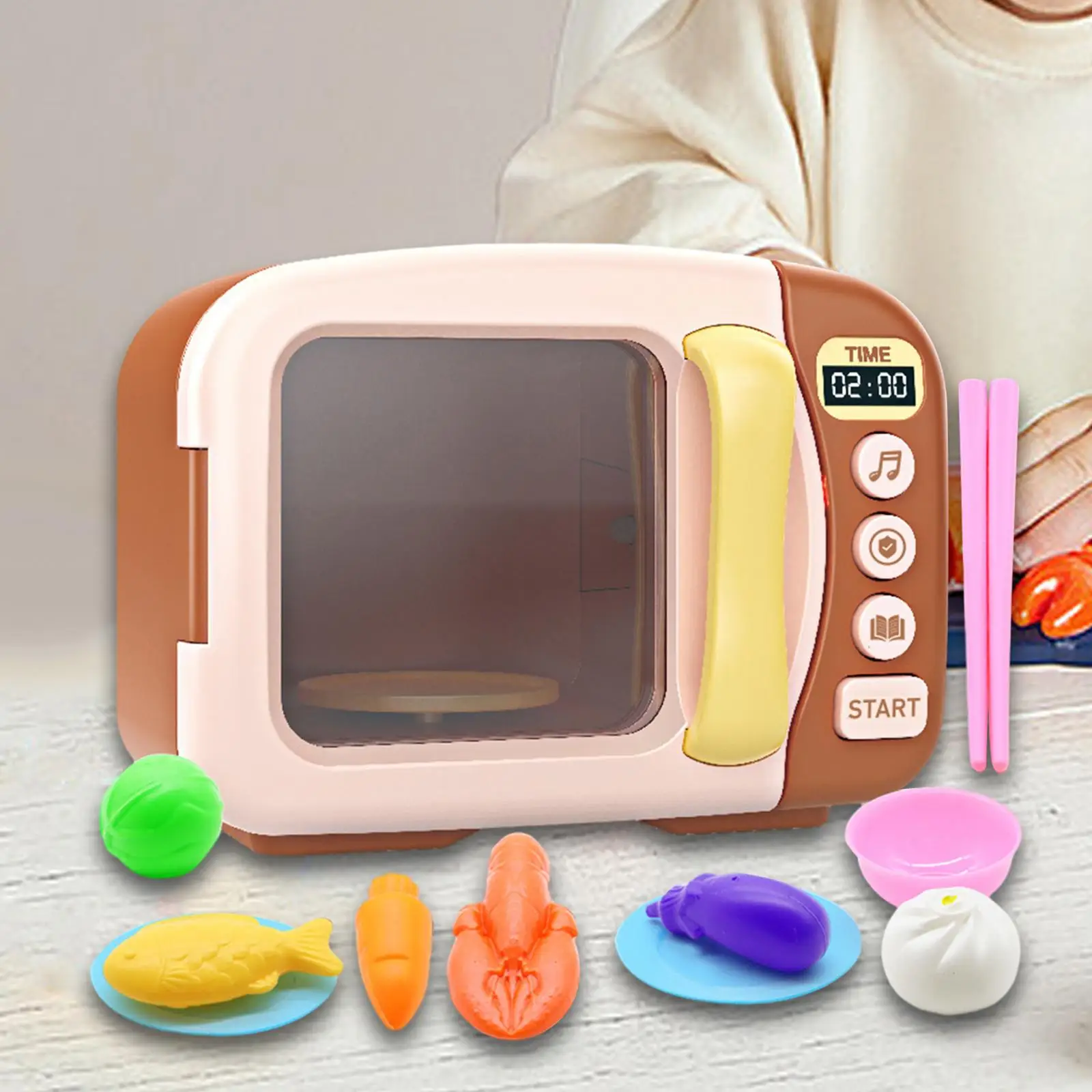 Microwave Kitchen Play Set Pretend Play Toy for Girls Boys Kids 3-8 Year Old
