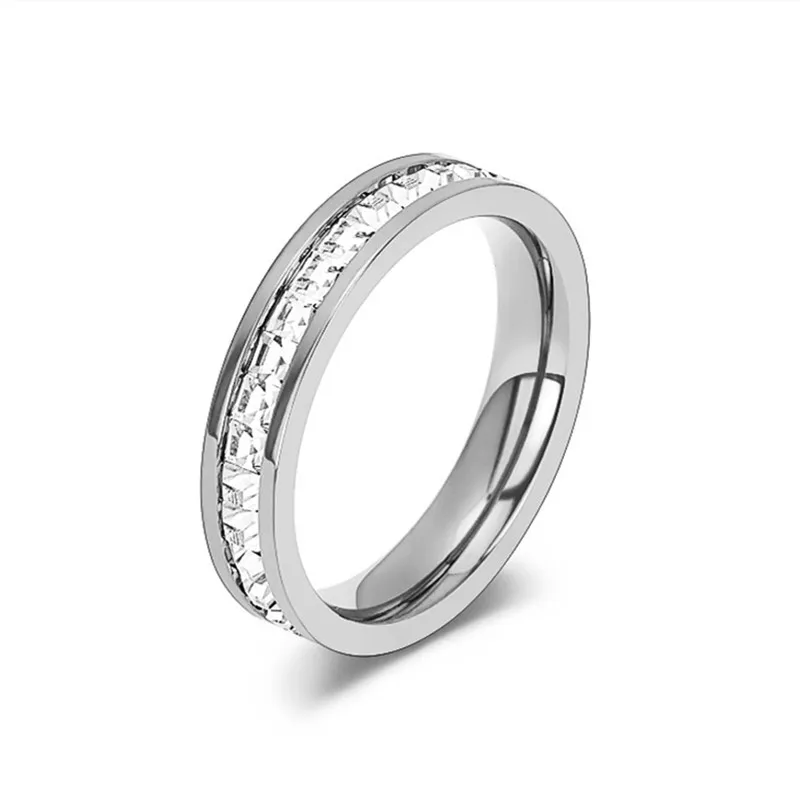 4mm Stainless Steel Stackable CZ Eternity Ring Wedding Band for Women Girl Size 3-10 6