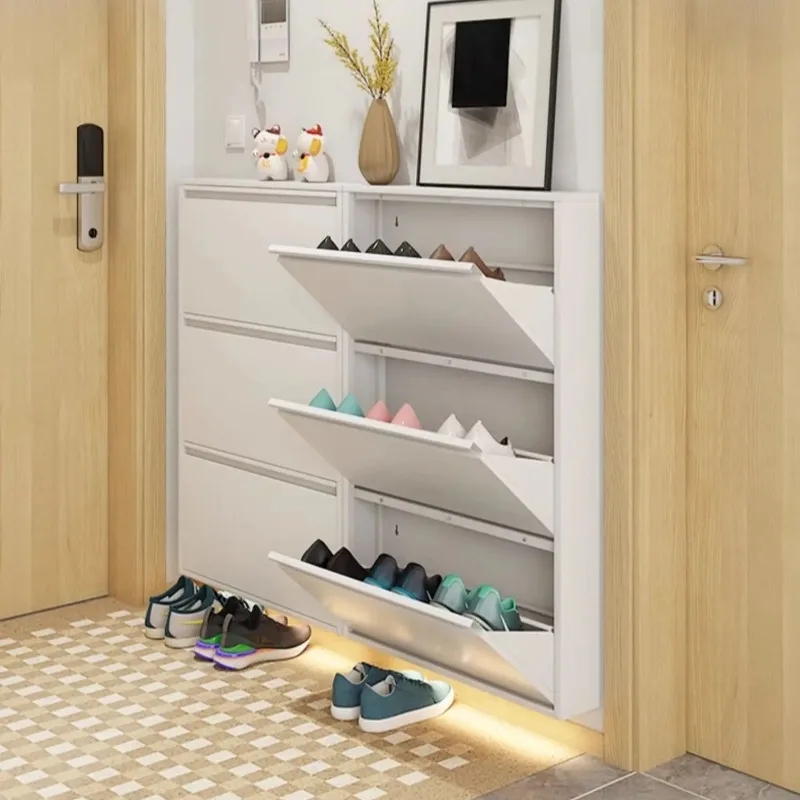 Entryway Floating Shoe Cabinet White Swivel Shoe Cabinet With