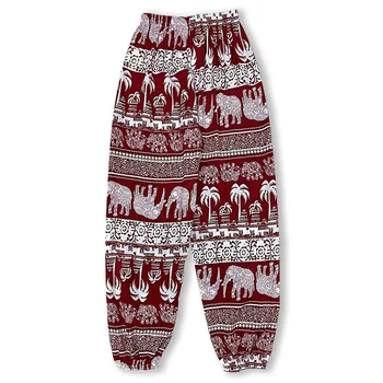 سراويل نسائية رفيعة كاجوال مستقيمة الساق مع طباعة فيل مريحة وقابلة للتنفس واقية من الشمس في الهواء الطلق وسراويل مقاومة للبعوض