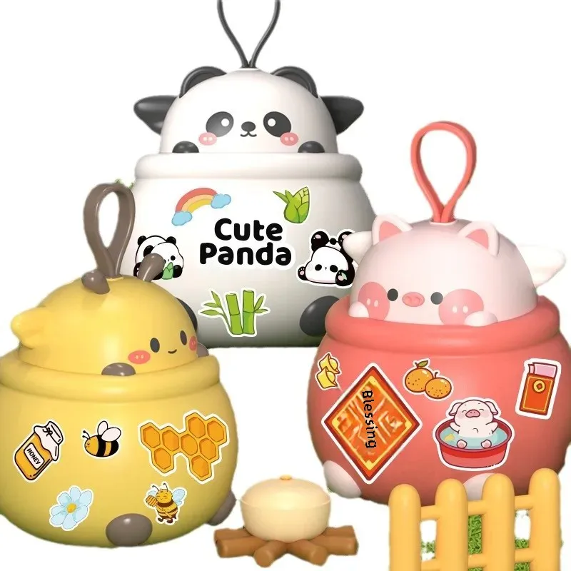 Cartoon Lucky Money Bag Savings Bank Big Capacity Handmade Toy with Key for Kids Cross-Border DIY Withdrawable Savings Canister