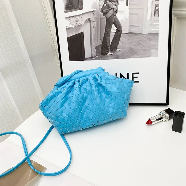 Luxury Ladies Weave Bag Soft Leather Crossbody Shoulder Bags For Women 2022 Fashion Female Brand Handbag and Purse Lady Hobo Bag Blue