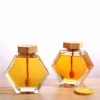 Hexagonal Glass Honey Bottle with Wooden  Pot Stirring Rod Sealing Clear Jam Jar Kitchen Home Storage 220ML/380ML 2