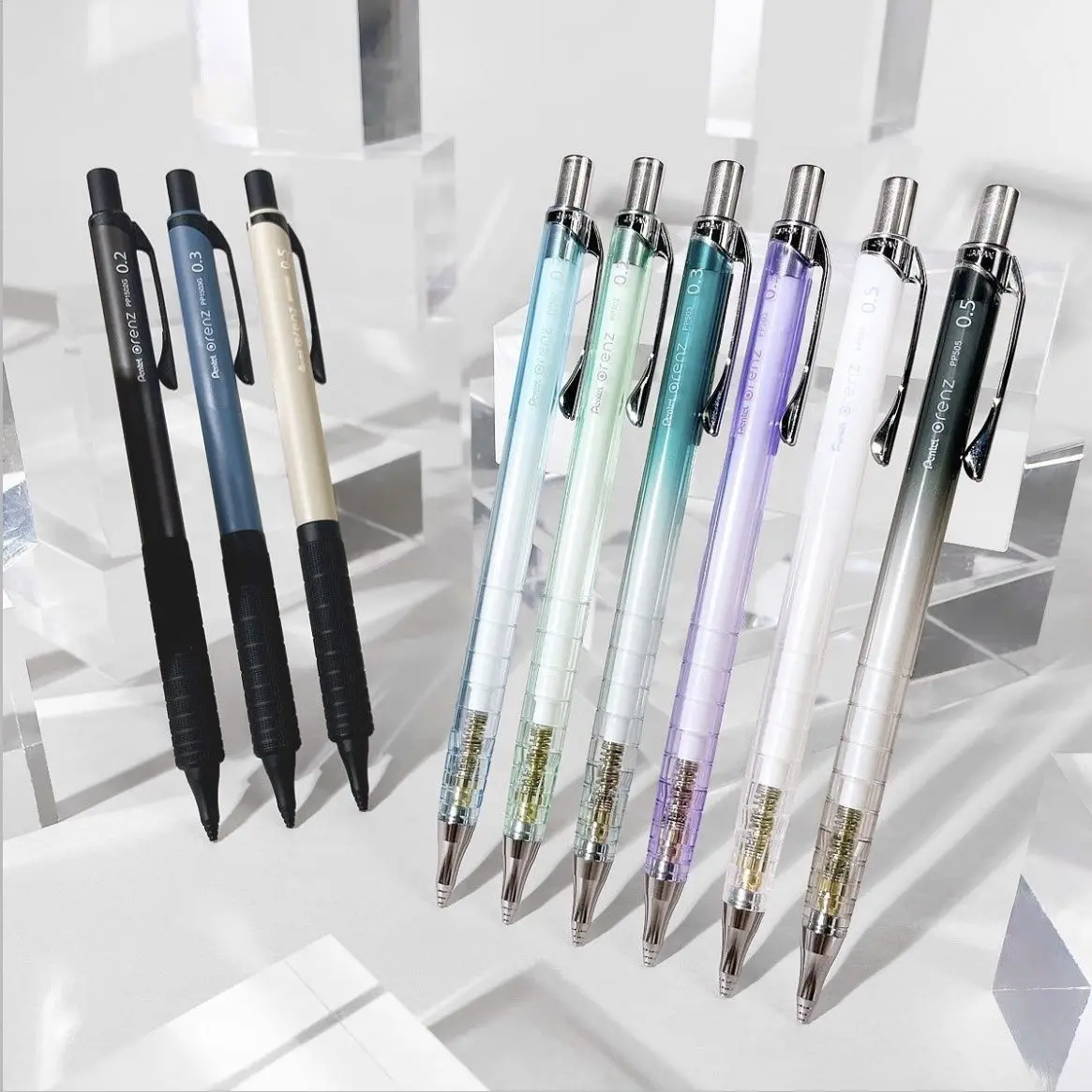 1pcs Pentel Orenz 추진 연필 0.2 0.3 0.5mm 10 주년 한정 코어 드로잉 일본어 문구를 깨기 쉽지 않음