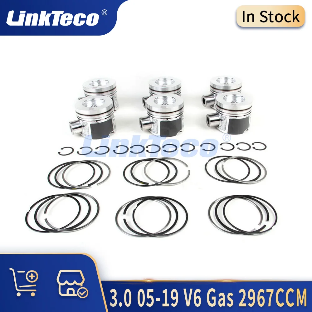 

6PCS STD Auto Engine Parts Pistons & Rings Set Fit Kit 3.0 L T Gas v6 05-19 For AUDI A4 A5 A6 A7 A8 Q5 Q7 VW TOUAREG 3.0T 3.0L