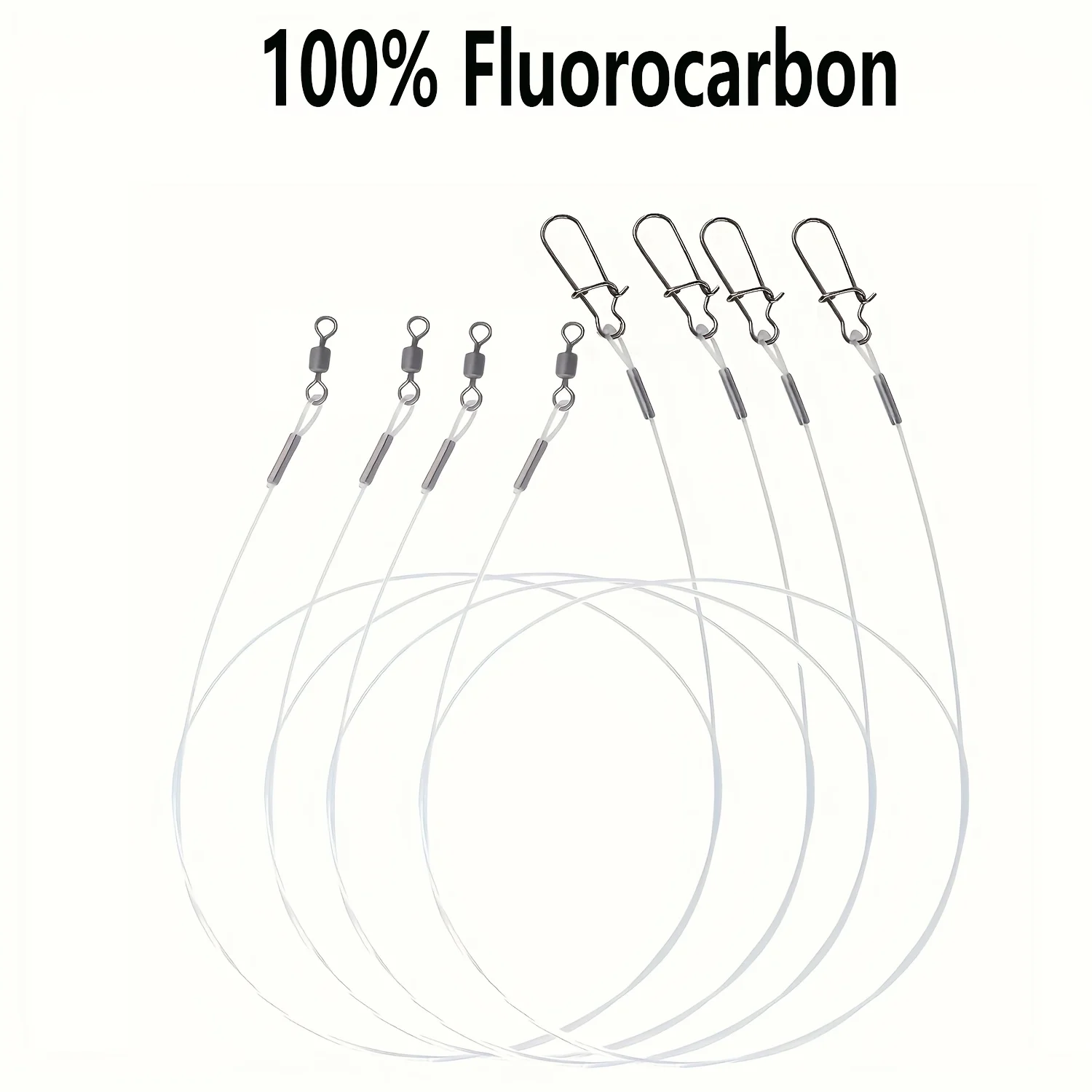 12 ชิ้น 100% Fluorocarbon สายตกปลาคู่แหวนหัวเข็มขัดและ Quick Lock ความดัน, มากคุณภาพสูงสายตกปลา 1