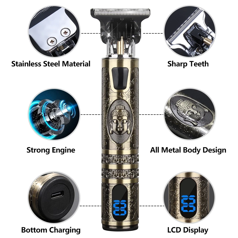 Factory Direct T9 Dragon Phoenix Buddha Head Hair Clipper Electric Clipper Razor Retro Oil Head Fader Hair Trimmer Shaver