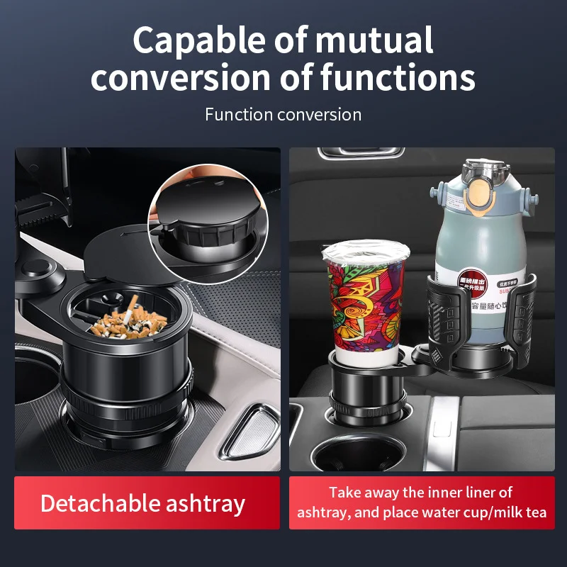 Car Cup Holder Expander Auto Cup Holder Expander Gear Transmission Design Vehicle Adjustable Base For Water Bottle