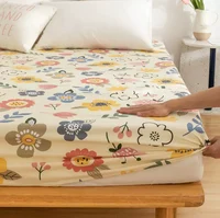 3pcs/Set 100% Cotton Bed Sheet With Elastic Flower Bed Fitted Sheet + 2pc Pillowcases Twin Full Queen King Cal-King Size B97 1