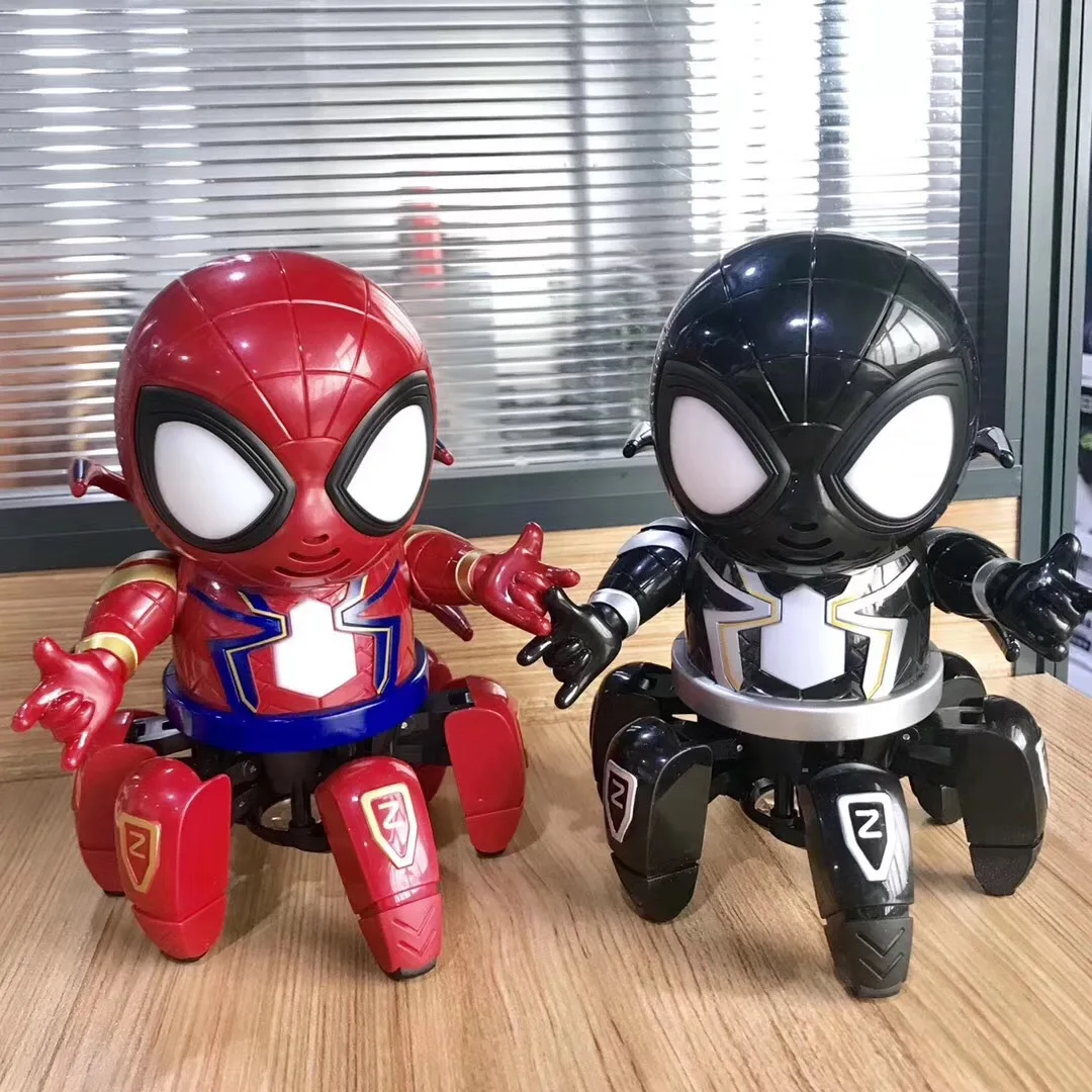 

In Stock Super Hero Spider Man Electric Robot Toy 6 Claws Glow Singable Dance Iron Spiderman Figure Toys Gifts For Children
