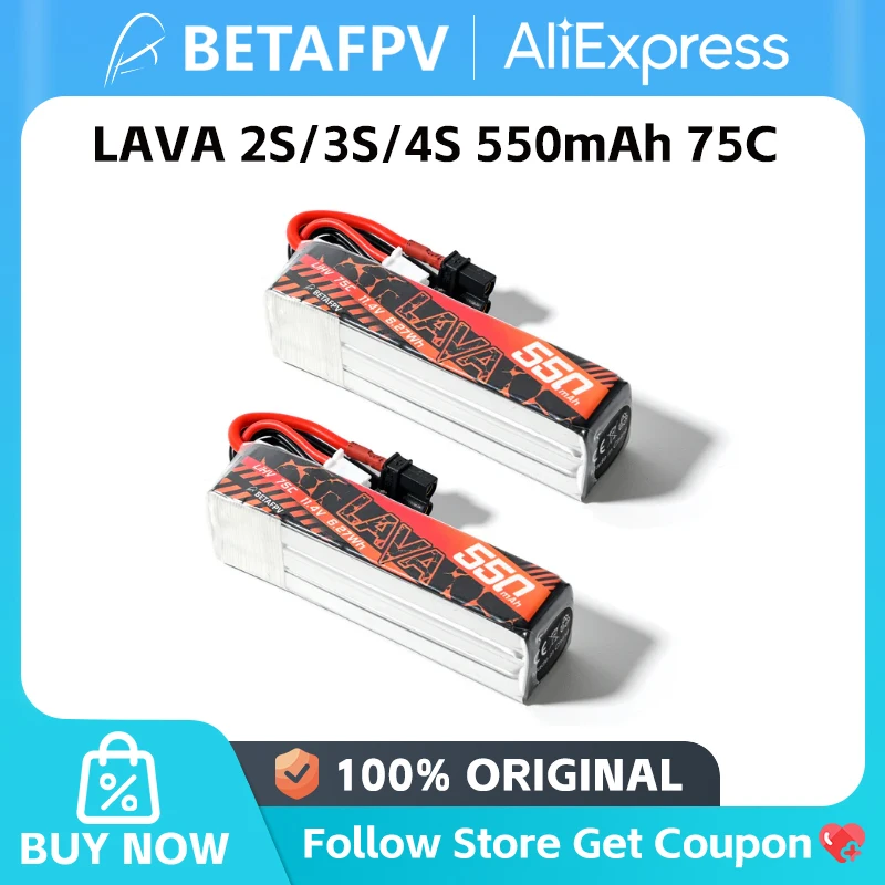 BETAFPV LAVA 2S/3S/4S 550mAh 75C Battery XT30 (2PCS) for Pavo20