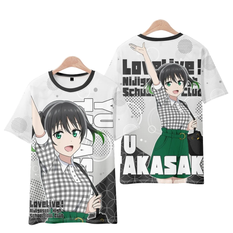 Love Live! Футболка с 3D-принтом для мужчин и женщин, забавная тенниска с круглым вырезом и коротким рукавом для старшей школы ниджигасаки