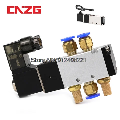 4V110-06 1/8 Air Solenoid Valve PNEUMAT VALV 5 Way Port 2 Position Gas Pneumatic Electric Magnetic Valves  DC12V 24V 110V 220V