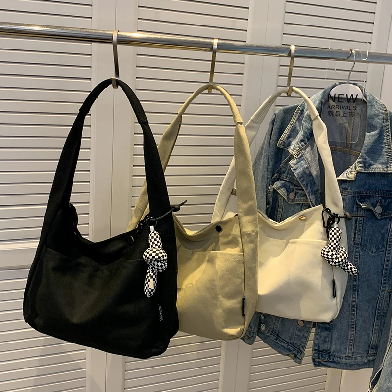 VeryMe Women's Large Capacity Canvas Bag Solid Color Handbags Designer Shopping Pack Casual 2022 Female Shopper Tote Bolso Mujer