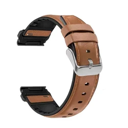 Premium Quickfit Silicone Leather Watch Strap - 20mm, 22mm, 26mm for Fenix 5 5Plus (Light Brown)