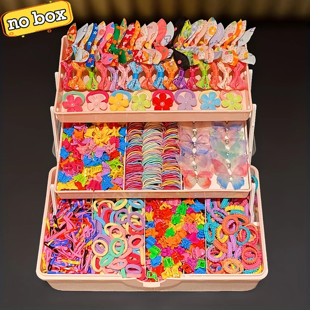 555pcs Girls Hair Accessories Set Colorful Butterfly Fashion Hair Clips Ties Elastic Bands for Daily Ponytail Fixation 2