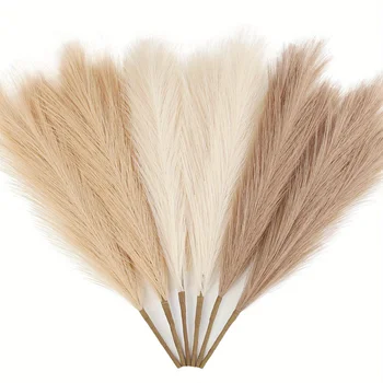6 Pcs Artificial Pampas Grass Flower Decoration Fake Plant Cane for DIY Floral Table Arranging Wedding Home Christmas Decoration 1