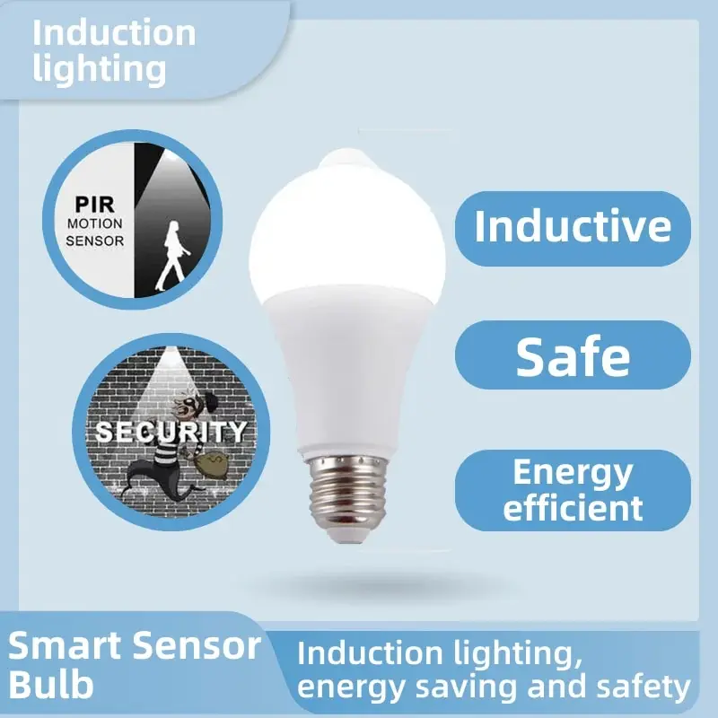 LED Human Sensor E27 Light Bulb Intelligent Human Infrared Corridor Aisle Stairwell White Warm Light Automatic Switch Light Bulb
