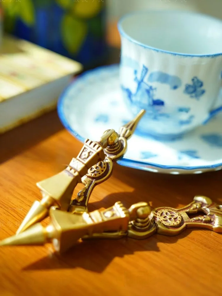 Small light cone full brass handle gilt distressed furniture handle drawer cabinet door modification 8