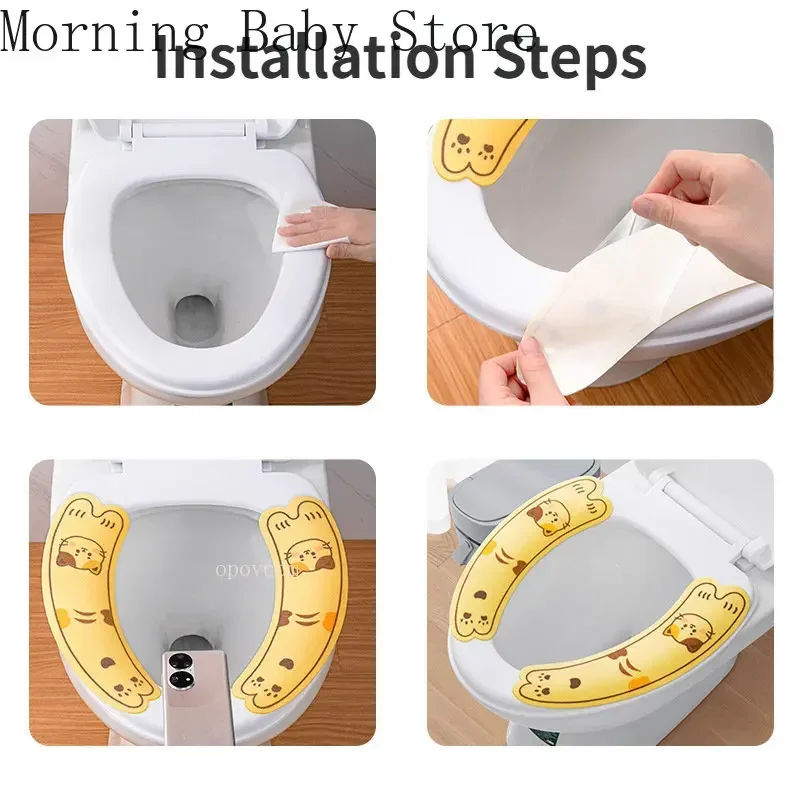 Toilet Mat 1 Pair Cute Cartoon Cat Rabbit Soft Washable Bathroom Accessory