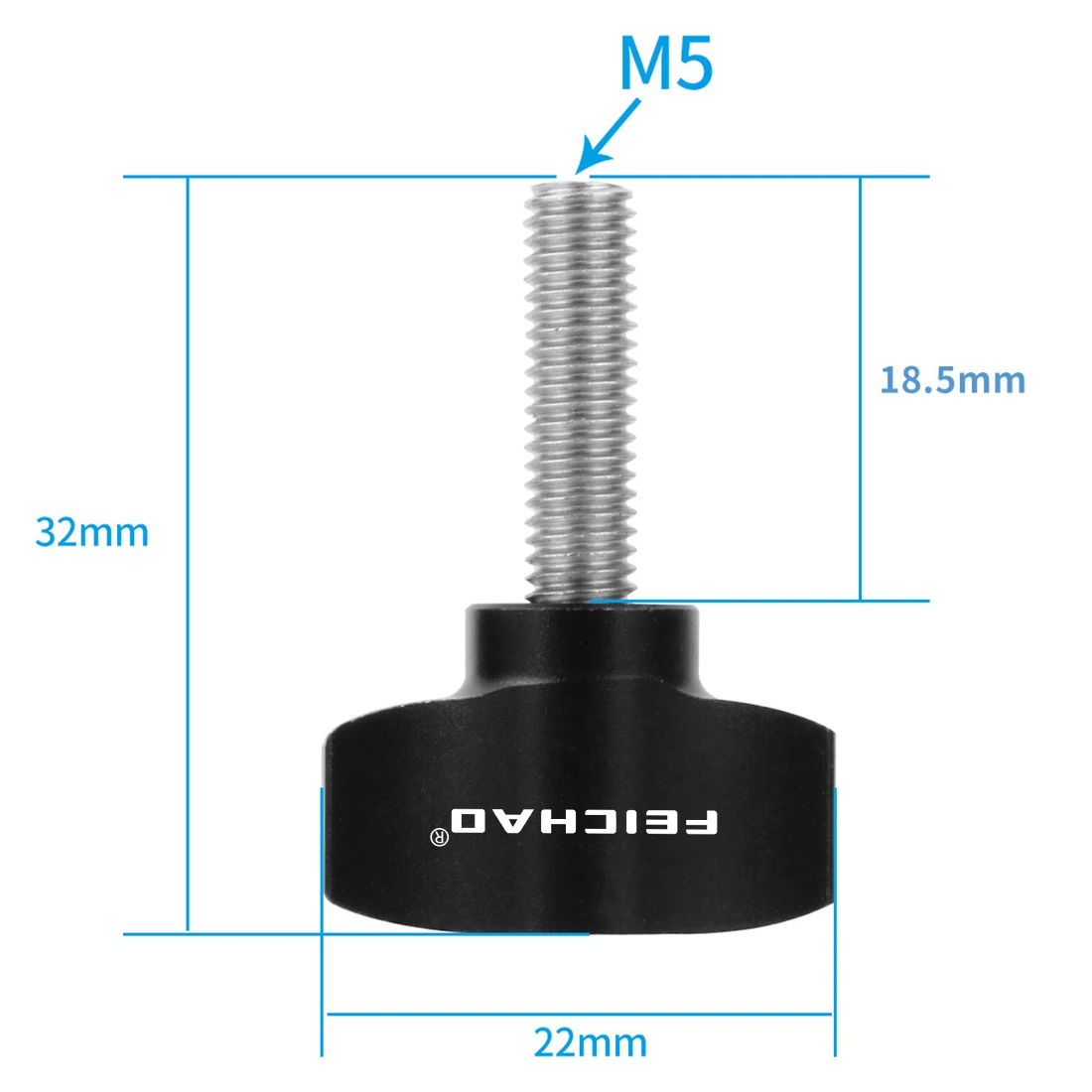 Adjustable M5 Stainless Steel & Aluminium Thumb Screw with Clamping Knob Handle